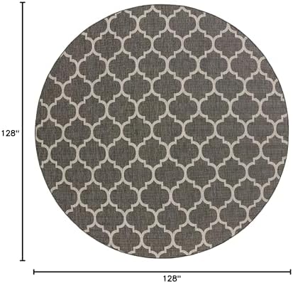 Unique Loom Outdoor Trellis Collection Area Rug - Trellis (Round 10' 8" x 10' 8", Black/ Ivory) - Image 2