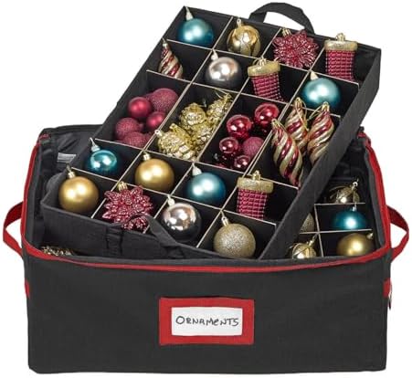 HOLDN’ STORAGE Christmas Ornament Storage Box with Dividers - Fits 72-3” Ornaments, 3 Removable Trays, Durable & Space-Saving, Clear Top Lid, Convenient Storage Designed, Black - Image 2
