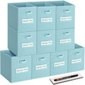 11x11 storage cube bins (Set of 10) Foldable Fabric storage cubes with 10 Labels Window Cards & a Pen,11 inch cube storage bin,Closet Organizers for Shelves,Cubby Organizer Boxes,Blue by Artsdi