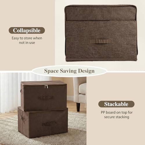 ANMINY Fabric Storage Bins with Zipper Lids, 20"x15"x12", Coffee, 1 PCS - Image 5
