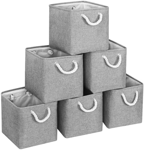 FinishingBo 11 inch Cube Storage Bin with Handles 6 Pack by SimplifySpaceSimplifyLife