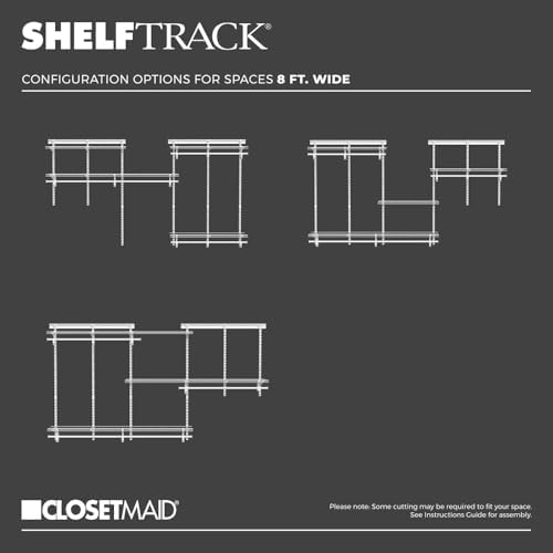 ClosetMaid ShelfTrack Wire Closet Organizer System, Adjustable from 5 to 8 Ft., With Shelves, Clothes Rods, Hardware, Durable Steel, White - Image 3