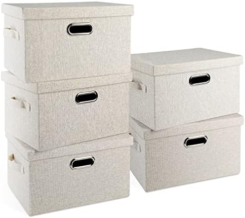 Storage Bins with Lids Fabric Closet Organizers Cubes Office Organization by GraciadecoStorage