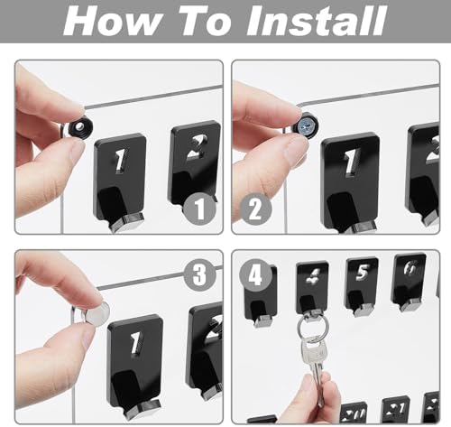 Beeveer Acrylic Key Holder Board with 60 Hooks, Wall Mount Organizer, Clear - Image 3