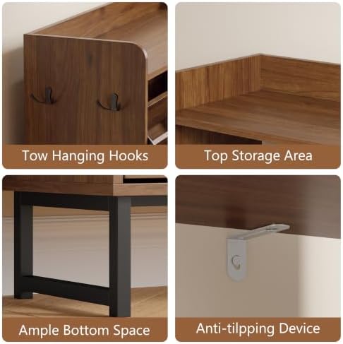 Xixini Shoe Storage Cabinet with 3 Flip Drawers, Entryway Shoe Rack, Walnut - Image 6