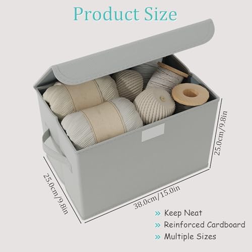Storage Bins with Lids for Organizing, 4 Pack, Grey, 15x9.8x9.8 In - Image 3