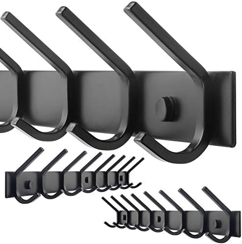 WEBI Coat Rack Wall Mounted,24 Inch 8 Hooks for Hanging Coats,Hook Rack Hook Rail Coat Hanger Wall Mount for Backpack,Clothes,Jacket,Black,2 Packs by WEBI