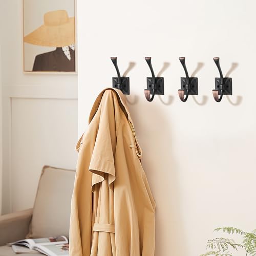 khtumeware Wall Hooks,10 Pack Coat Hooks Hardware Towel Hooks for Hanging Coats Double Oil Rubbed Bronze Robe Hooks Wall Mounted with Screws for Key, Towel, Bags, Cup. - Image 5