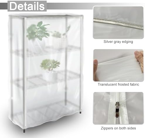 Frosted PVC Wire Shelf Cover 48 x 18 x 72 Inch Storage Rack Cover - Image 6