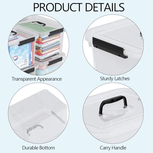 Wekioger 20 Quart Clear Plastic Lidded Storage Box with Latch Handle 4 Pack - Image 5