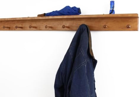 Cherry Peg Rack with Shelf -Handcrafted in The USA (Cherry, 29" with 5 pegs) - Image 3
