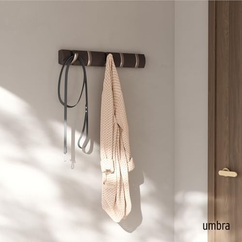 Umbra Flip Coat Rack, Wall Mounted 5-Hook Space Saving, Driftwood/Nickel - Image 2