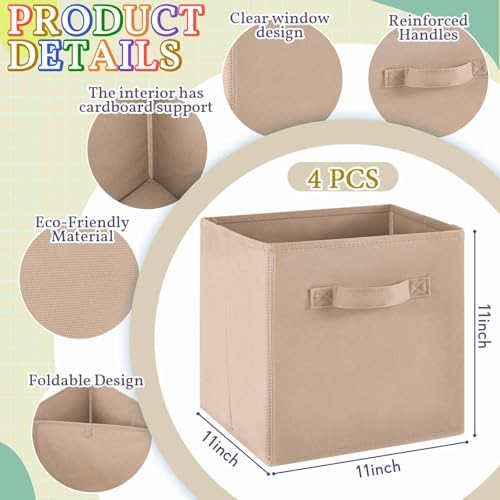 Yinder 12 Pcs Cube Storage Bin, Brown 10.5''x10.5''x11'' Storage Cubes - Image 2