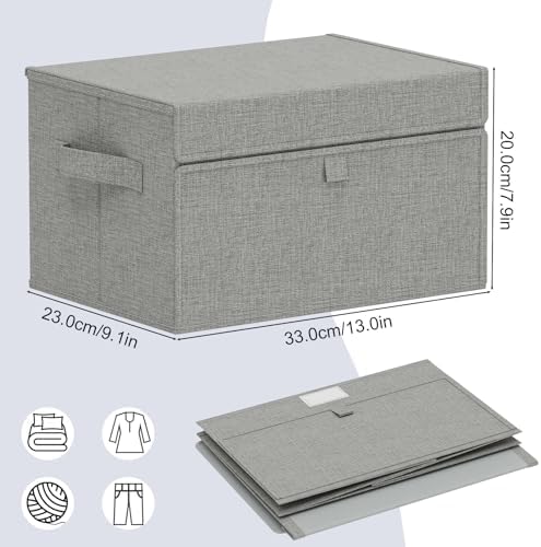 Foldable Storage Boxes with Flip Cover,13x9.1x7.9in,Grey,4 Pack - Image 4