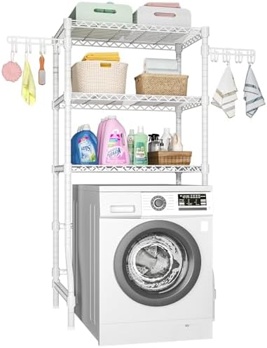Ulif U8 Laundry Room Storage Organizer, Over The Washer and Dryer Storage Shelves for Laundry Organization, 35”W x 17.3”D x 76.2”H, Suit Washing Machine Width Within 32.6”, Hold 304 lb, White by Ulif