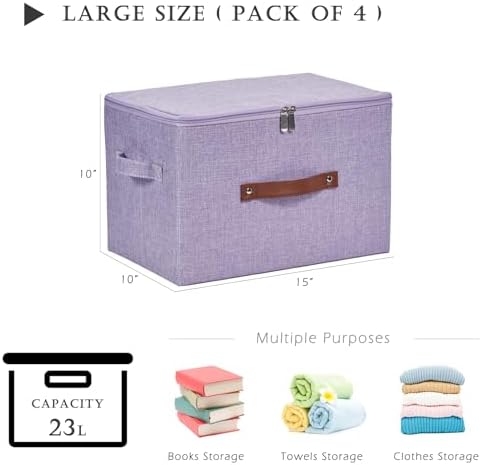 4PCS Storage Bins with Zipper Lids Decorative Lidded Basket Box - Image 3