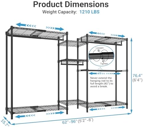 VIPEK Classic V6X Dynamic Closet System, Expandable Garment Rack - Image 4