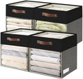 Bagnizer Storage Cubes, 4 Pack Linen Foldable Storage Bins (13 x 13 inch) with Clear Window and Handles, Fabric Organizer for Shelf Closet, Clothes, Books - (Gray and Black) by Bagnizer