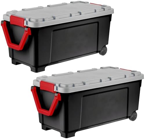 IRIS USA 2-Pack 43 Gallon Lockable Storage Trunk TrailBox, Dark Gray/Gray by IRISUSA