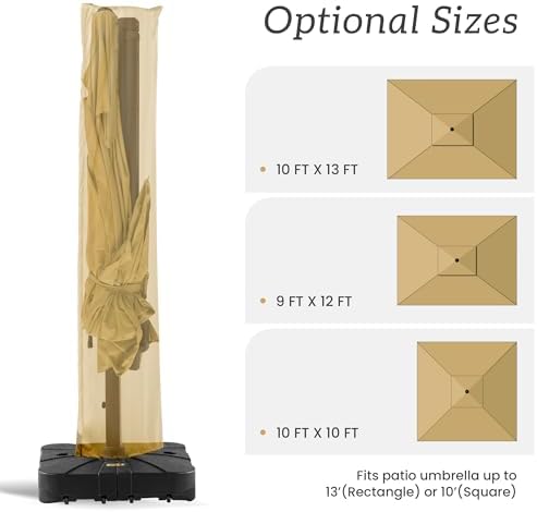 Cantilever Patio Umbrella Cover with Zipper and Rod - Image 2