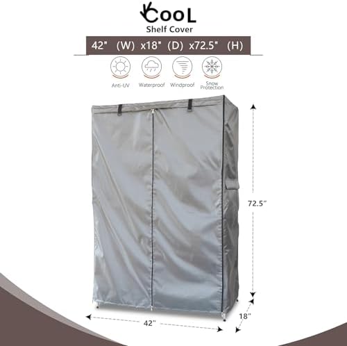 okcool Waterproof Shelf Cover, Wire Shelf Cover with Zipper & Clear View Panel (Grey,42" Wx18 Dx72.5 H Shelves) - Image 3