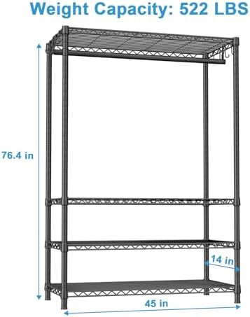 Ulif H4 Plus Portable Closets, 4-Tier Clothes Garment Rack for Bedroom - Image 5
