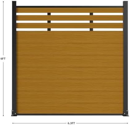 6x6 FT Wood Composite Privacy Fence Panel,Semi-Enclosed Outdoor AC Unit Cover,Trash Can Barrier | Weatherproof, Easy Installation, Durable Composite Fencing (Yellow Teak with 2 Posts) - Image 3