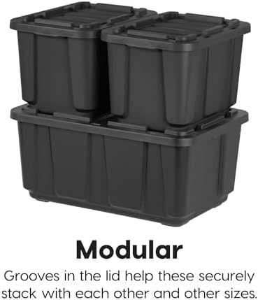 IRIS USA 4-Pack 12 Gal Heavy Duty Storage Tote Bins with Lids, Black - Image 5