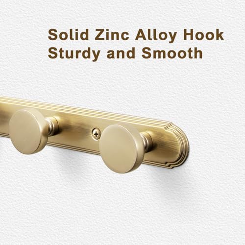 Goo-Ki 1 Pack Champagne Bronze Coat Rack Wall Mount Heavy Duty, Towel Rack Zinc Alloy Coat Hooks Wall Mounted for Hanging Bag Hat Clothe,6651UBR-H014-5 - Image 3