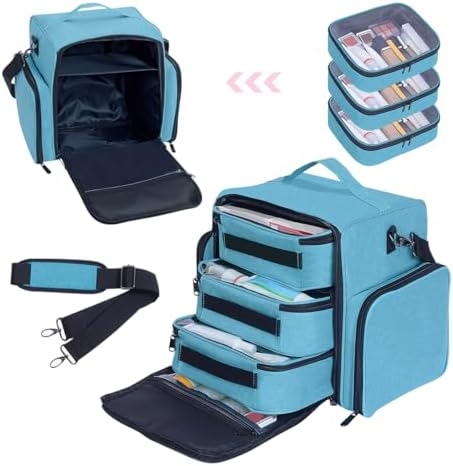 Large Makeup Bag Organizer with 3 Inner Removable Pouches,Green - Image 6