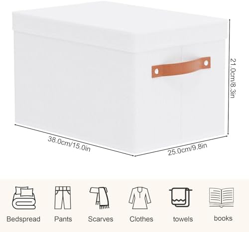 Fabric Storage Baskets,White Boxes,15 x 9.8 x 8.3In,3 Pack - Image 4