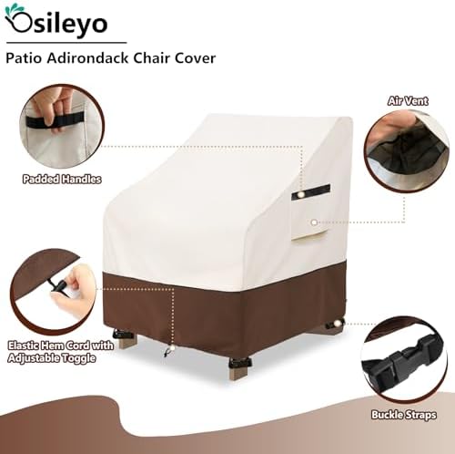 Patio Chair Covers 2 Pack - Waterproof Heavy Duty Patio Furniture Covers for Outdoor Lounge Deep Seat Chair(28 W x 30 D x 32 H inches) Beige & Brown - Image 3