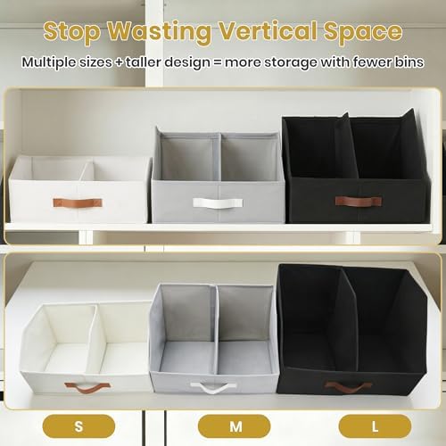 Closet Organizers Storage, Medium Collapsible Bin 6pc, Dark Gray - Image 6