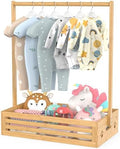 BAMBOOHOMIE Baby Clothing Rack for Toddler, Pets Clothes Rack with Storage Box & Adjustable Hanging Rod for Dogs/Cats, Baby Shower Clothes Closet Rack with Handle for Nursery Room (Natural, Baby) by BAMBOOHOMIE
