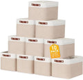 Uiifan 10 Pcs Collapsible Fabric Storage Baskets, 16 x 12 x 10 Inch, Beige by Uiifan