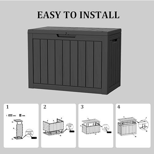 45 Gallon Outdoor Storage Box Waterproof, UV Resistant Deck Box, Lockable Resin Deck Box for Garden Tools Equipment and Cushions, Black - Image 7