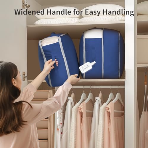 DIMJ Comforter Storage Bag 4 Pack - Blanket Storage Organizer Compression Bags, Large Capacity Ultra Space Saving Self Compression Organize for Bedding, Pillow, Duvet, Sheet Storage with Zipper Window - Image 3