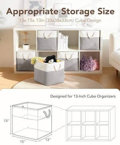 13x15x13 Inch Large Storage Bins with Cotton Rope Handles 6-Pack - Image 2