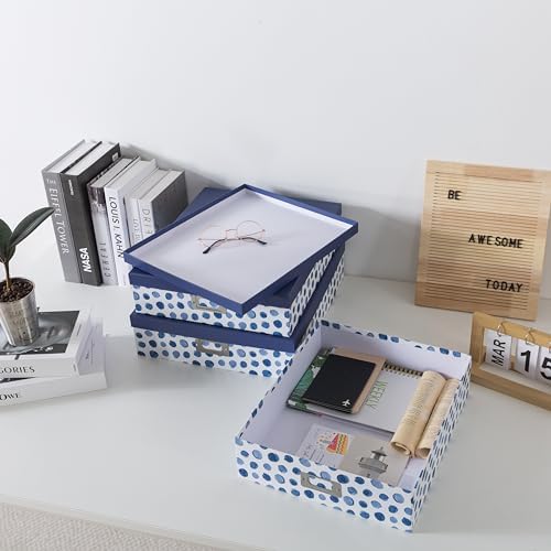 Soul & Lane - Decorative Storage Boxes with Lids, Set of 3, Blue Spots - Image 5