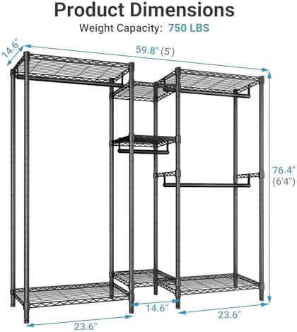 VIPEK Classic V6 Medium Heavy Duty Clothes Rack, Dynamic Closet System - Image 2