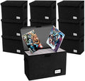 10 Pack Comic Book Storage Box 15.8" X 7.8" X 11.8", Collapsible Holds 160-180 Comic Book Organizer Heavy Duty Bin Container Holder Shelf (Black) by YNSZAS
