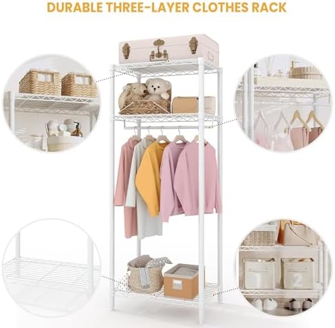 Heavy Duty Clothing Rack 684LBS Metal Wardrobe Organizer Shelves - Image 4