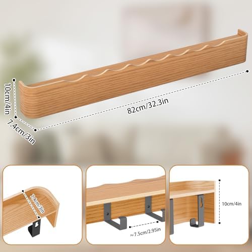 Wooden Wall Mounted Coat Rack with Shelf and Hidden Metal Hooks - Image 2