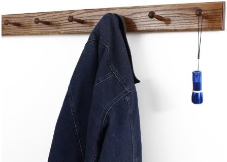 Solid Oak Shaker Peg Rack Made in The USA - Chestnut Stain 35 x 3.5 Inches with 6 Pegs - Image 2