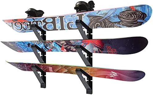 Poskad Snowboard Wall Mount Display Rack,Adjustable Storage Layers Space Saving Design,Home and Garage SKi Board Storage. - Image 2