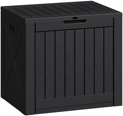 Greesum 40 Gallon Outdoor Deck Box, Resin Storage Chest, Dark Black by BuynowfromGreesum