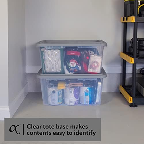 CX BLACK & YELLOW�, 27-Gallon Heavy Duty Clear Storage Container & Snap-Tight Lid, (14.3�H x 20.6�W x 30.6�D), Weather-Resistant, Stackable, See-Through Organization Tote [2 Pack] - Image 4