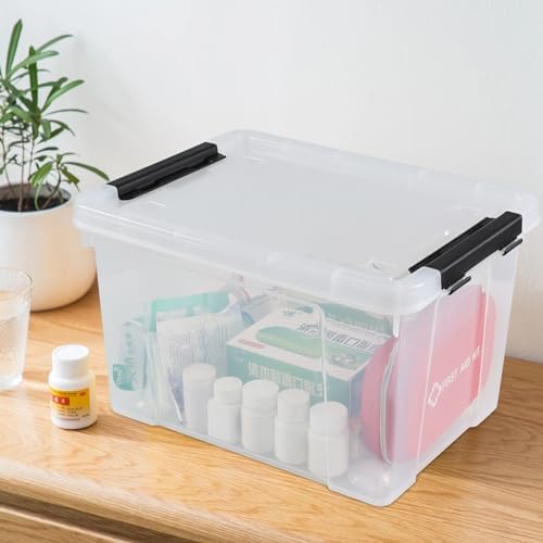 4 Pack 23 L Clear Plastic Storage Bins with Wheels and latches - Image 6