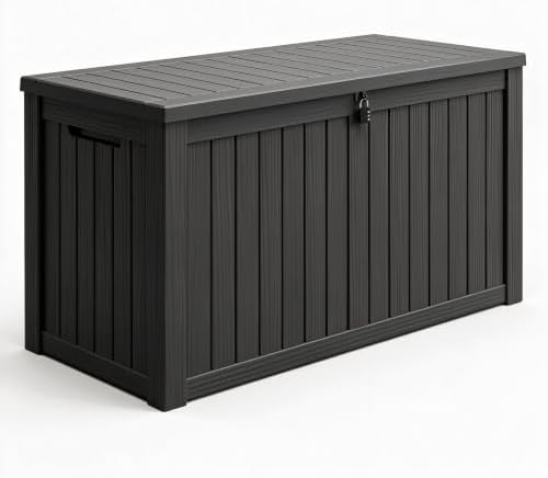 180 Gal Deck Box, Outdoor Storage Box Waterproof Lockable, Gas Lift,Black by NUNULAB