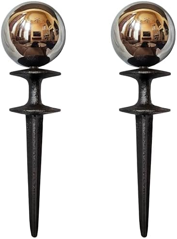 Lulu Decor, Garden Silver Gazing Ball Hose Guide, Set of 2 Strong and Decorative Hose Guide that Protects Your Plants While Providing Elegance to Your Garden by LuluDecor